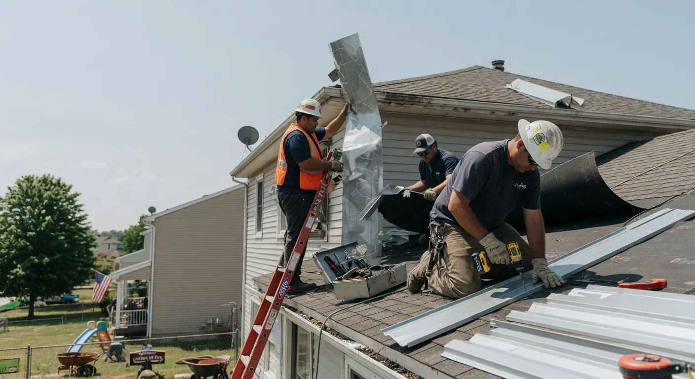 Storm Damage Metal Roof Repair in South Walpole, MA